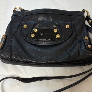B. Makowsky Black Crossbody Bag with Gold Accents